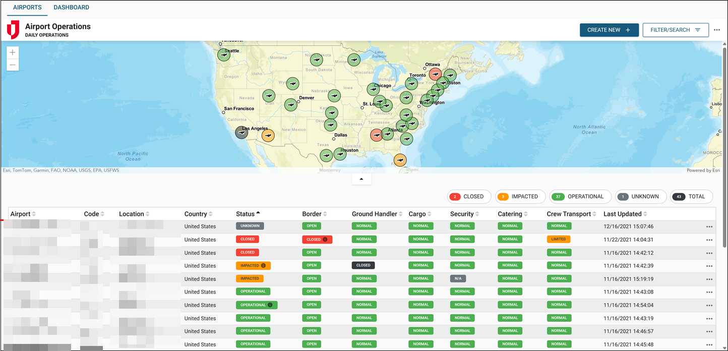 Airport Operations board
